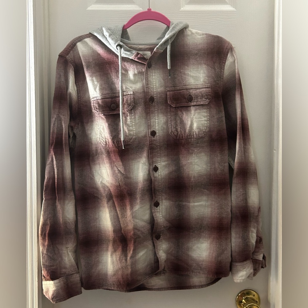 NWOT Aeropostale Maroon & Gray Color Block Flannel Size XS